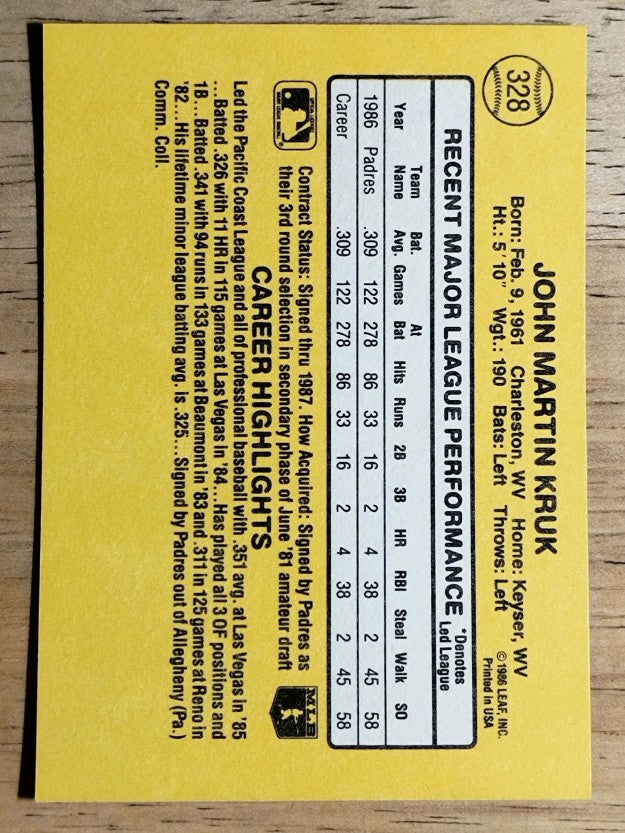 1987 Donruss #328 John Kruk RC