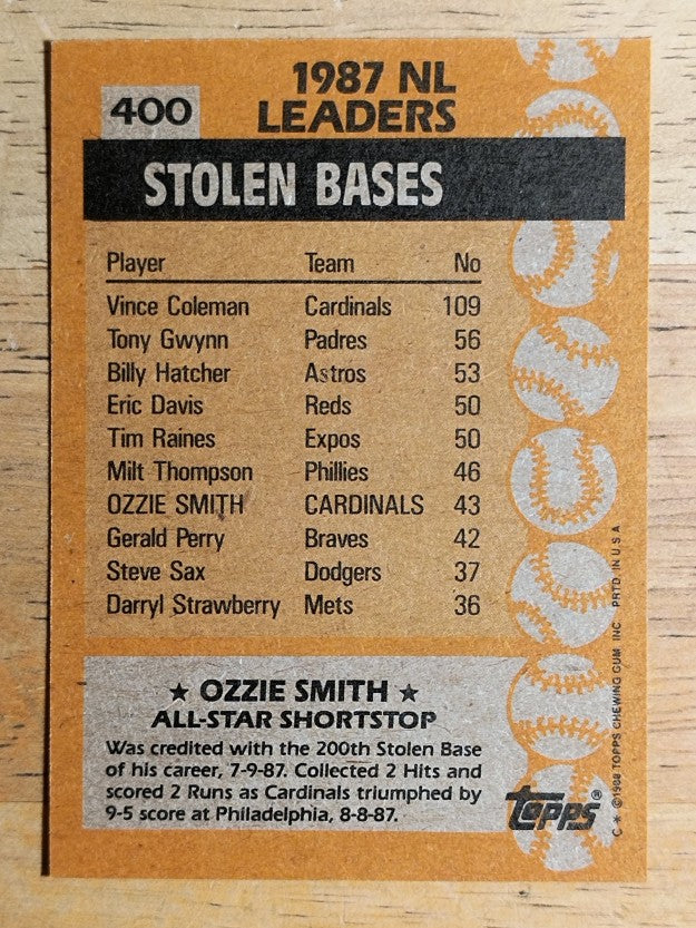 1988 Topps #400 Ozzie Smith AS