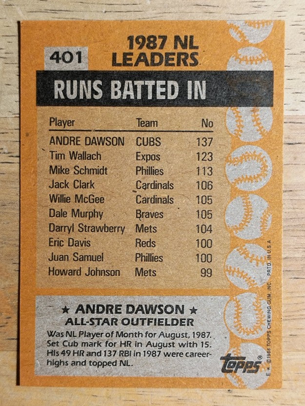 1988 Topps #401 Andre Dawson AS