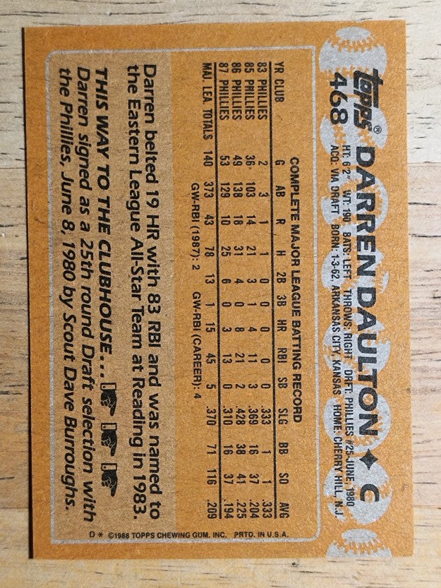 1988 Topps #468 Darren Daulton