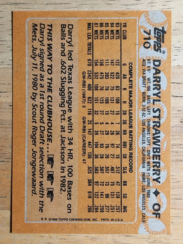1988 Topps #710 Darryl Strawberry