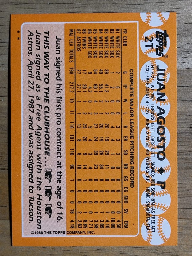 1988 Topps Traded #2T Juan Agosto
