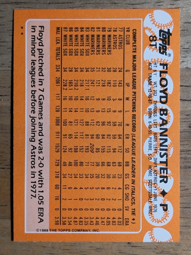 1988 Topps Traded #8T Floyd Bannister