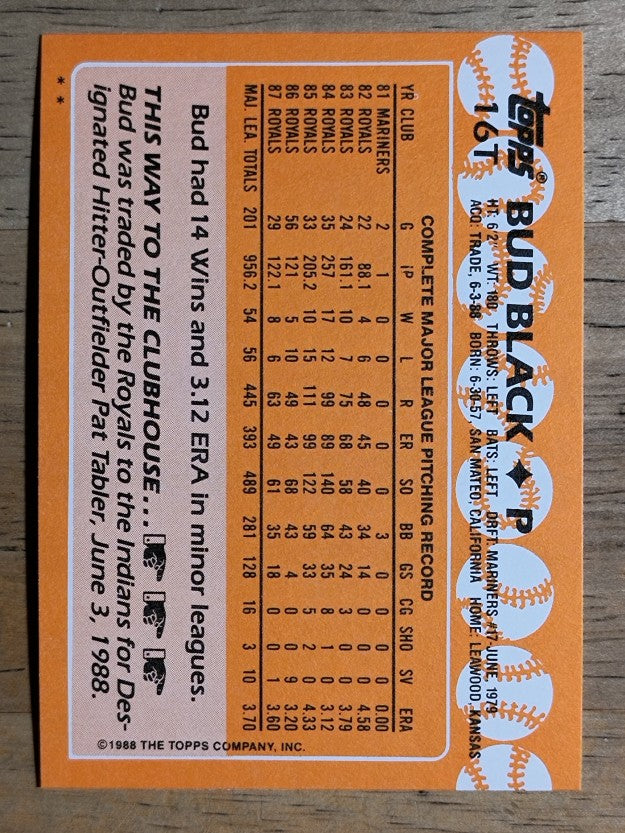 1988 Topps Traded #16T Bud Black