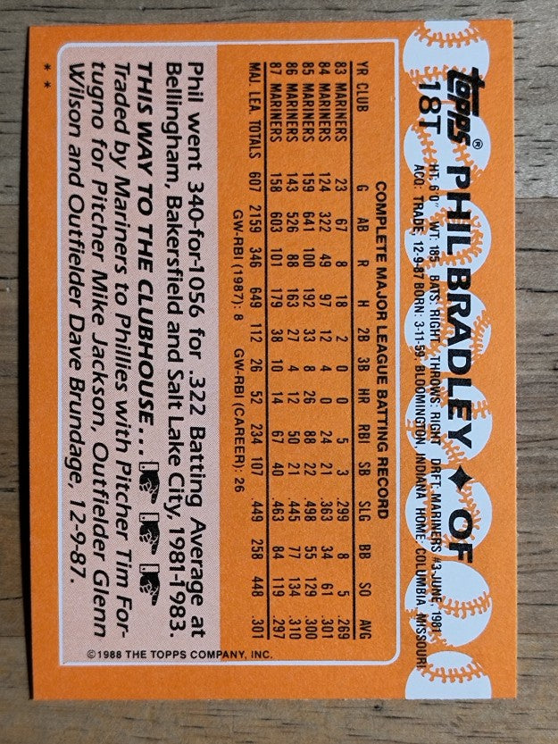 1988 Topps Traded #18T Phil Bradley