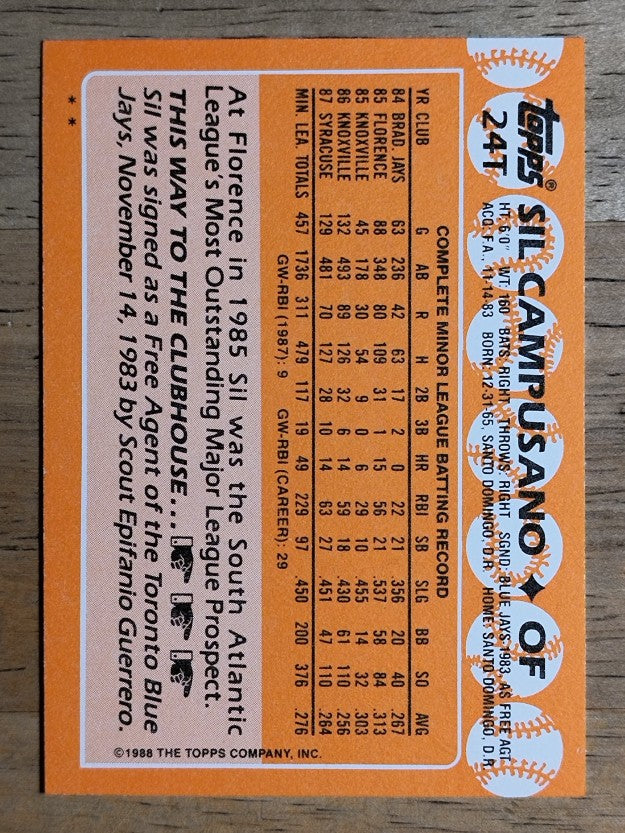 1988 Topps Traded #24T Sil Campusano