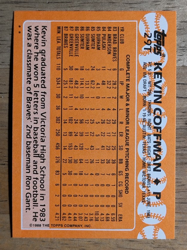 1988 Topps Traded #29T Kevin Coffman