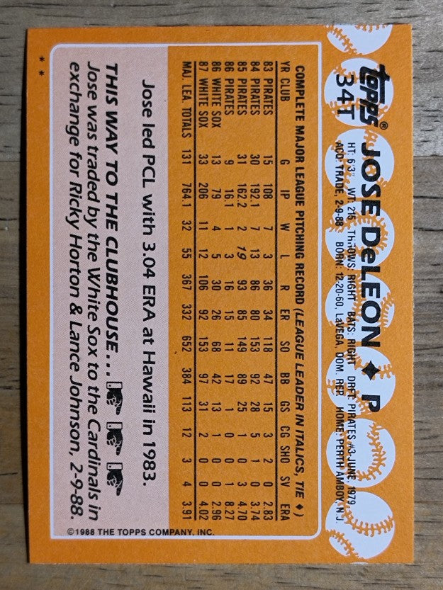 1988 Topps Traded #34T Jose DeLeon