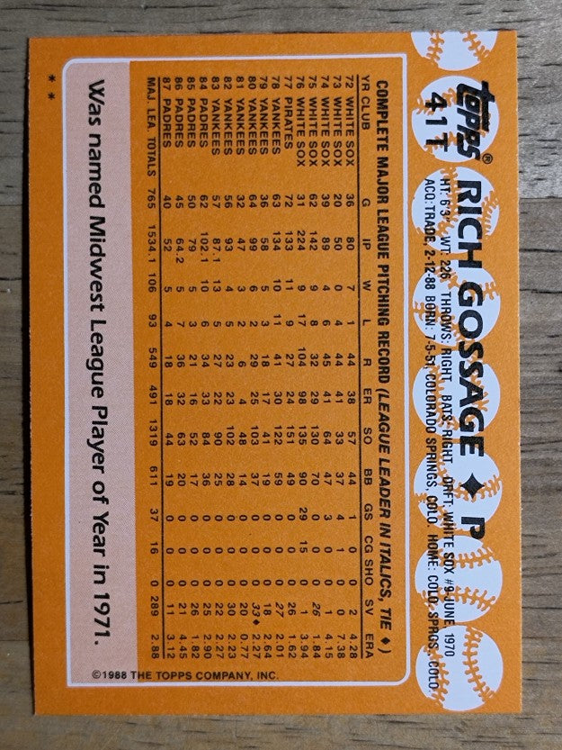 1988 Topps Traded #41T Rich Gossage