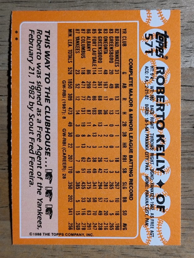 1988 Topps Traded #57T Roberto Kelly XRC