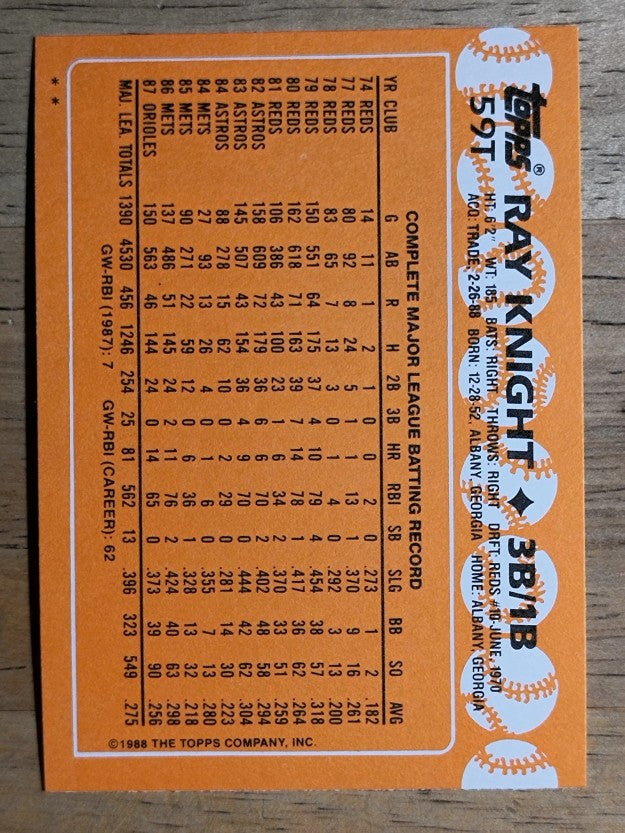 1988 Topps Traded #59T Ray Knight