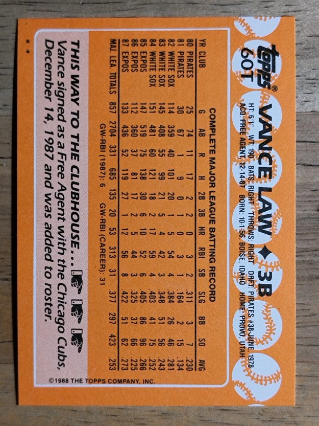 1988 Topps Traded #60T Vance Law