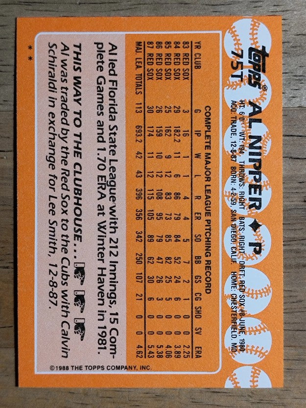 1988 Topps Traded #75T Al Nipper