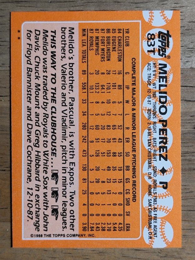 1988 Topps Traded #83T Melido Perez XRC