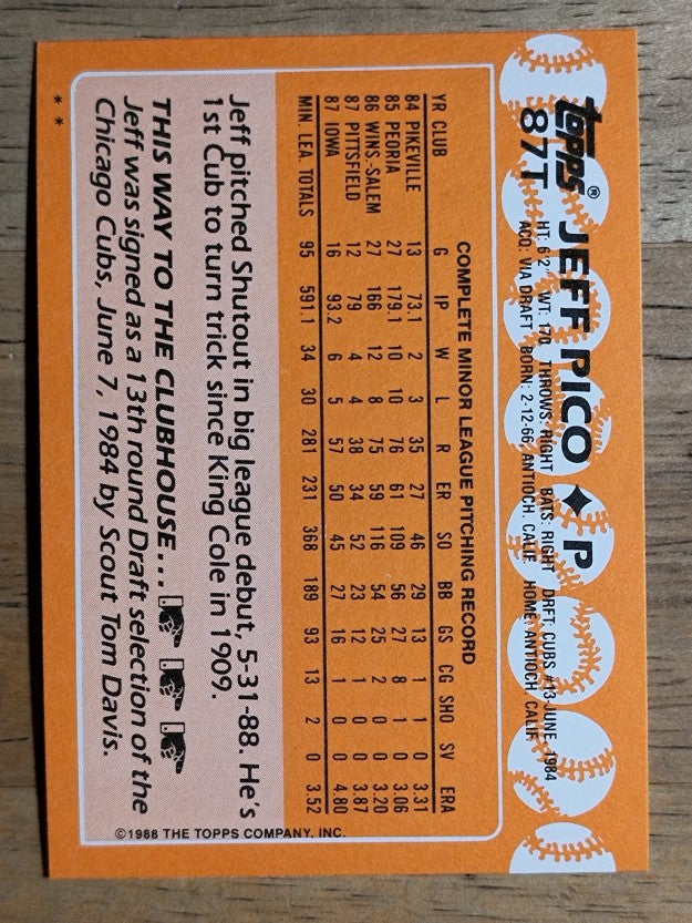 1988 Topps Traded #87T Jeff Pico