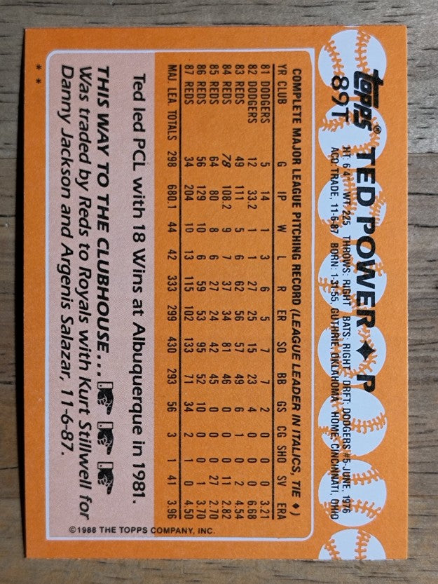 1988 Topps Traded #89T Ted Power