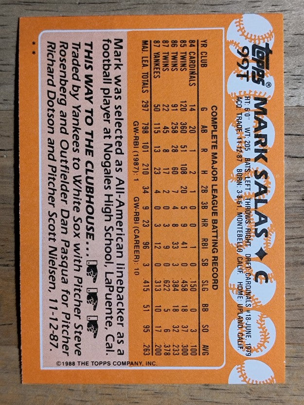 1988 Topps Traded #99T Mark Salas