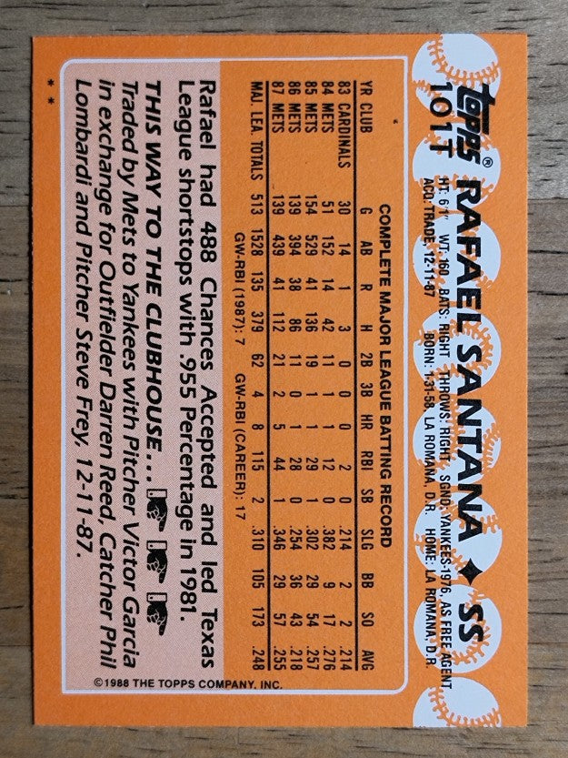 1988 Topps Traded #101T Rafael Santana