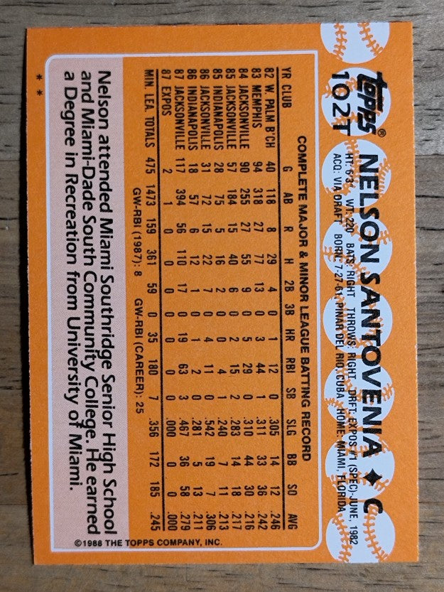 1988 Topps Traded #102T Nelson Santovenia