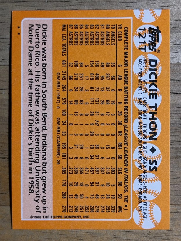 1988 Topps Traded #121T Dickie Thon