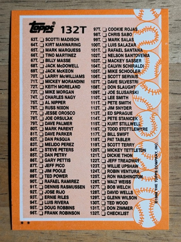 1988 Topps Traded #132T Checklist 1T-132T
