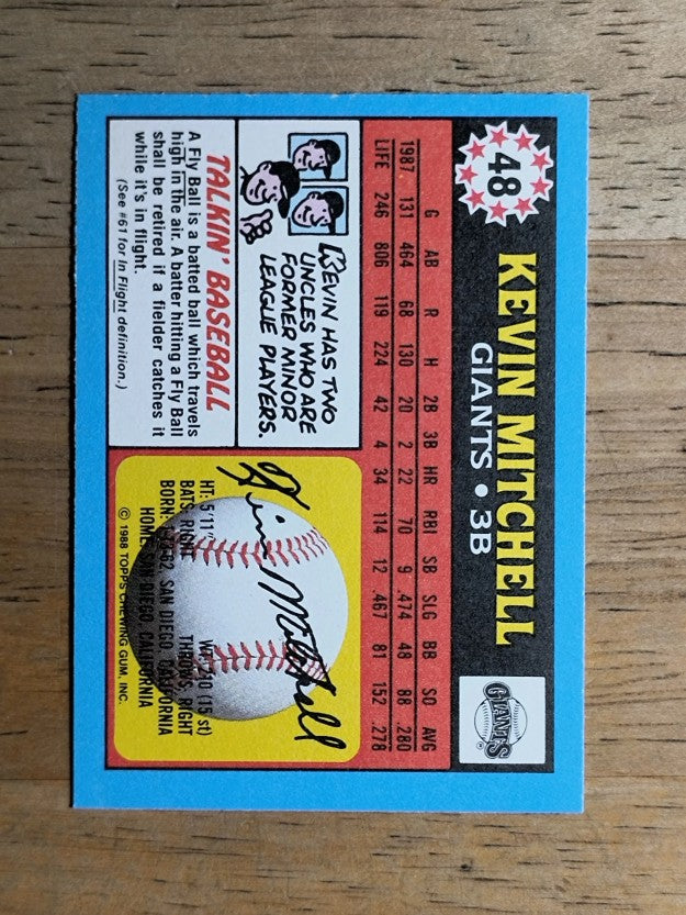 1988 Topps UK Minis #48 Kevin Mitchell