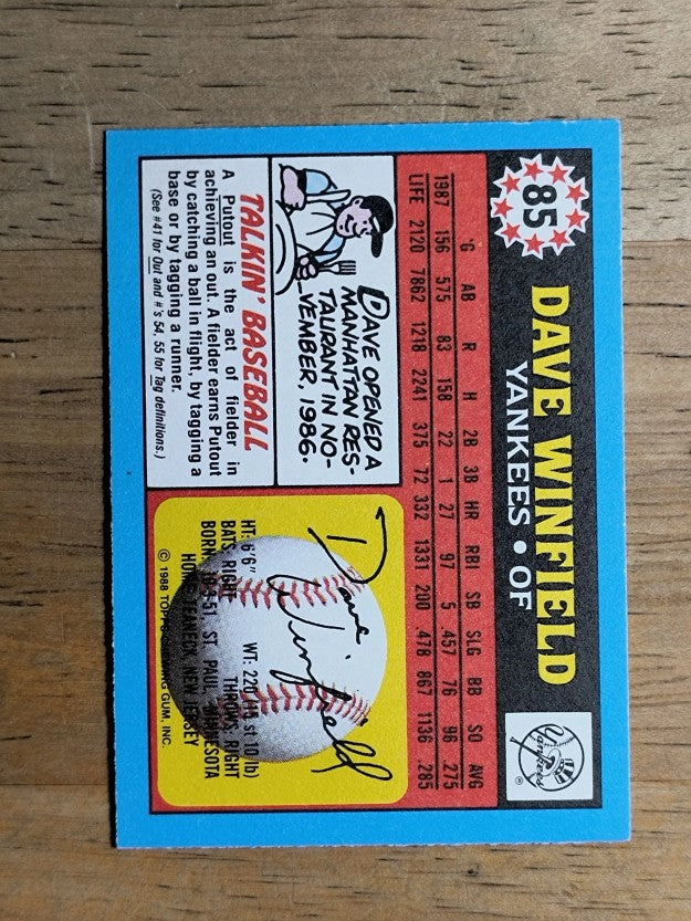 1988 Topps UK Minis #85 Dave Winfield