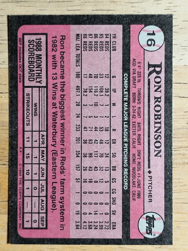 1989 Topps #16 Ron Robinson
