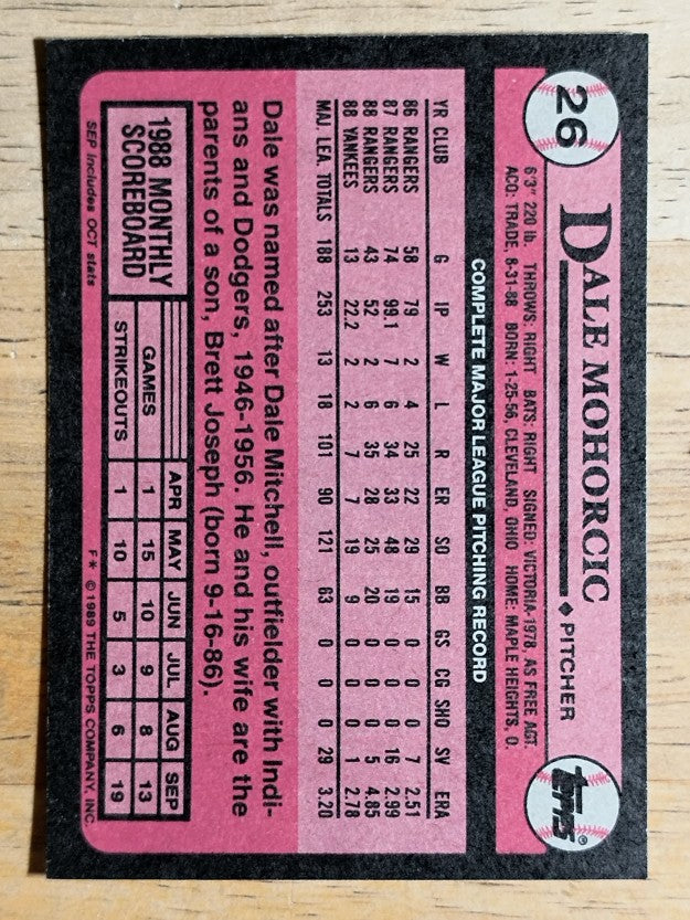 1989 Topps #26 Dale Mohorcic