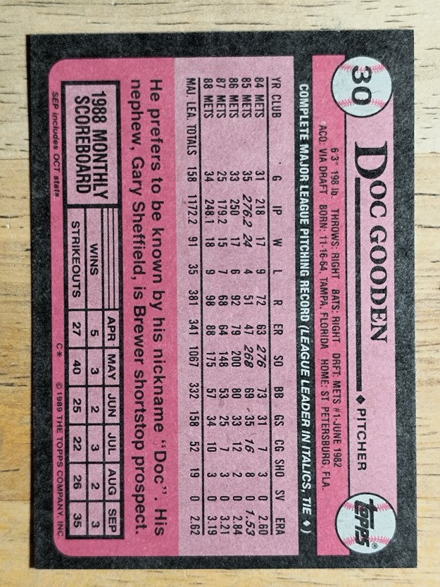 1989 Topps #30 Dwight Gooden