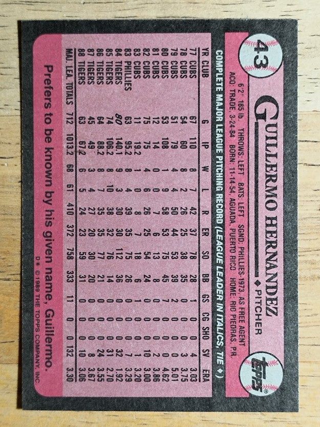 1989 Topps #43 Guillermo Hernandez