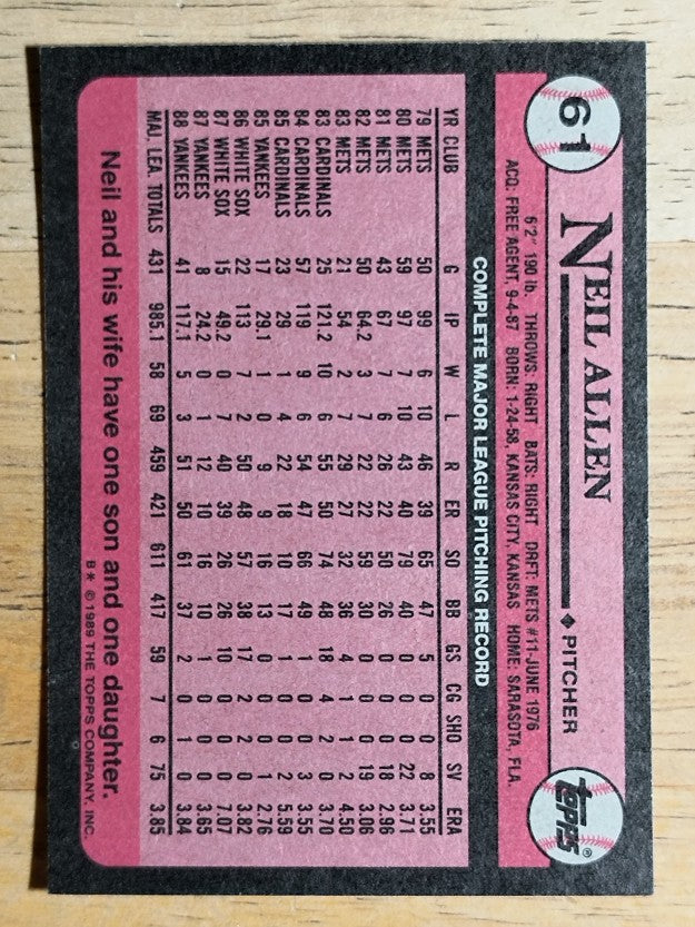 1989 Topps #61 Neil Allen