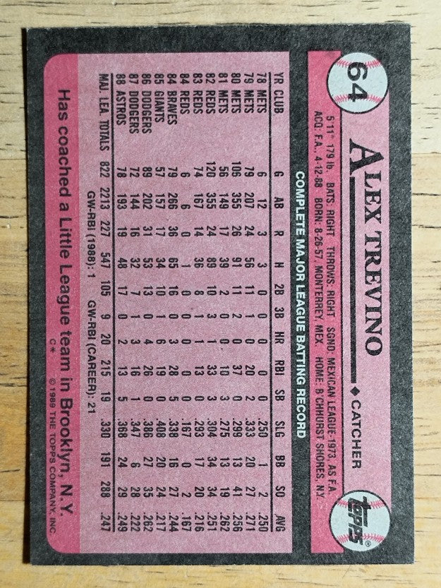 1989 Topps #64 Alex Trevino