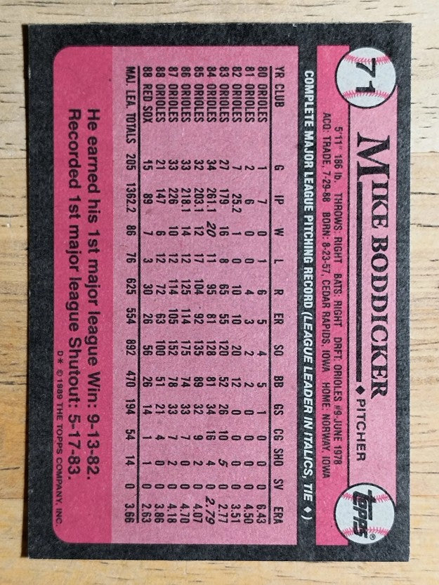 1989 Topps #71 Mike Boddicker