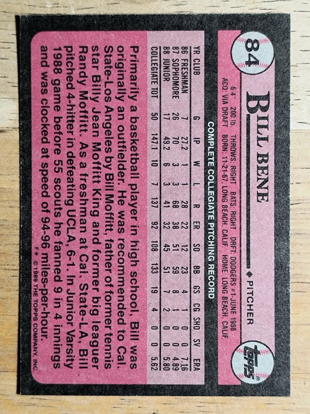 1989 Topps #84 Bill Bene FDP