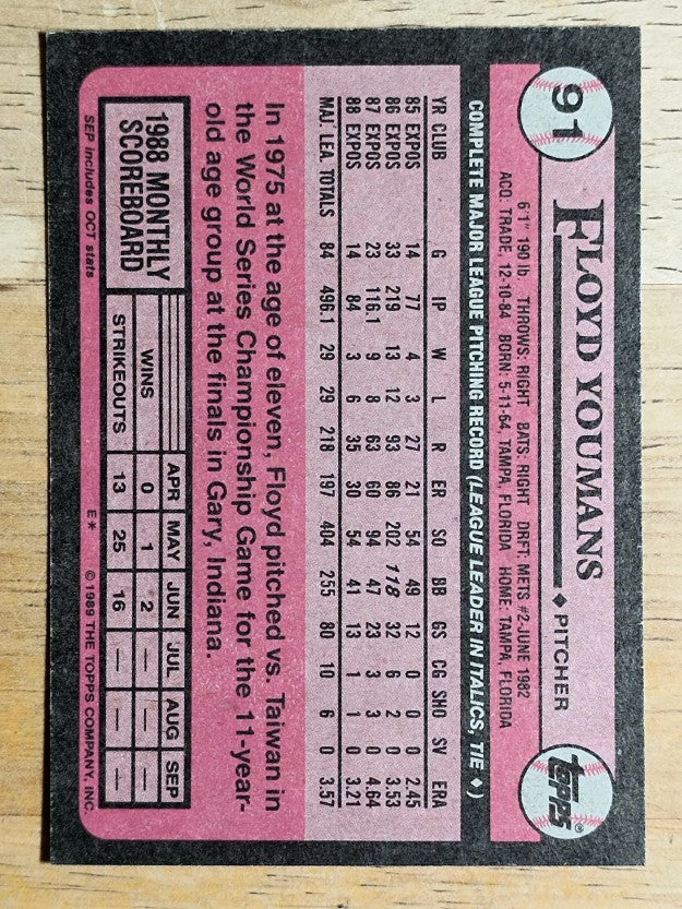 1989 Topps #91 Floyd Youmans