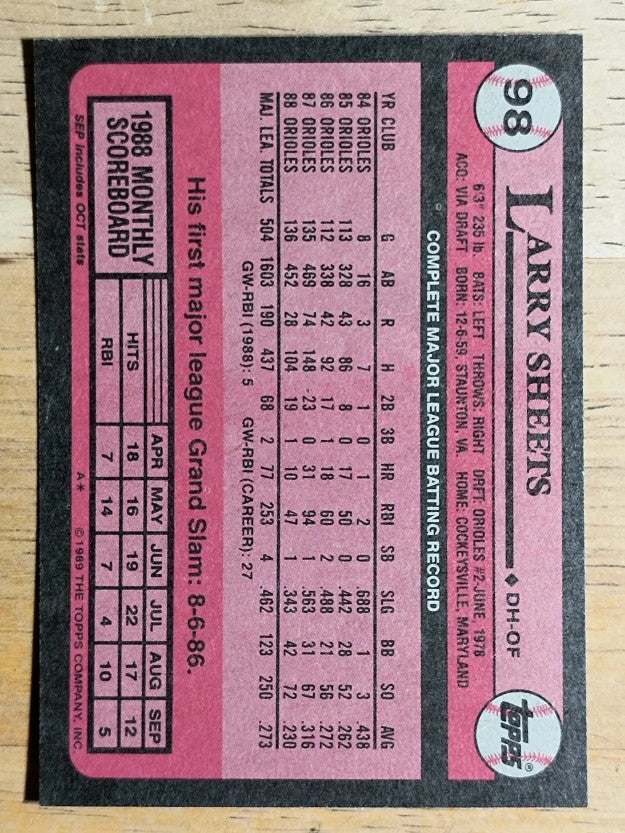 1989 Topps #98 Larry Sheets