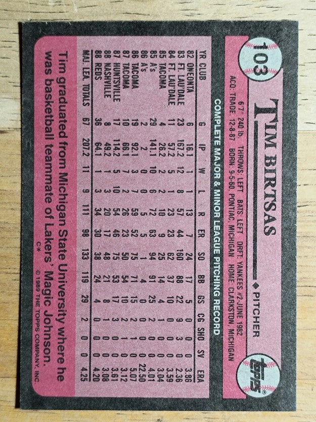 1989 Topps #103 Tim Birtsas