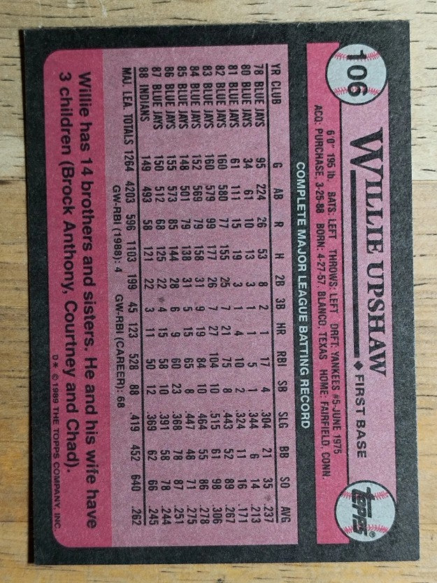 1989 Topps #106 Willie Upshaw