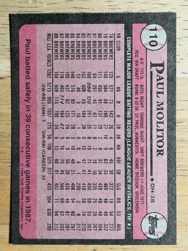 1989 Topps #110 Paul Molitor