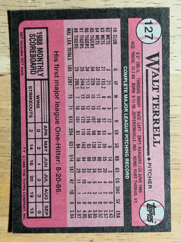 1989 Topps #127 Walt Terrell