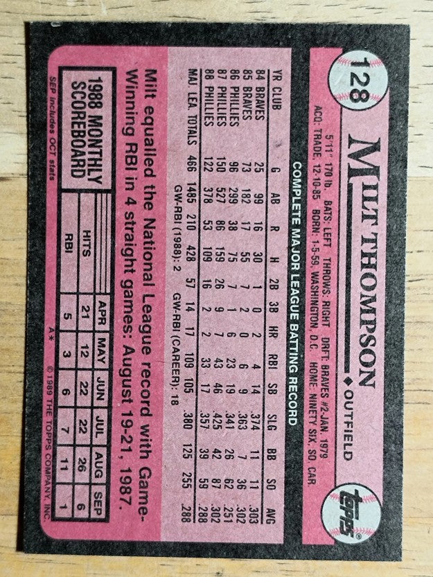 1989 Topps #128 Milt Thompson
