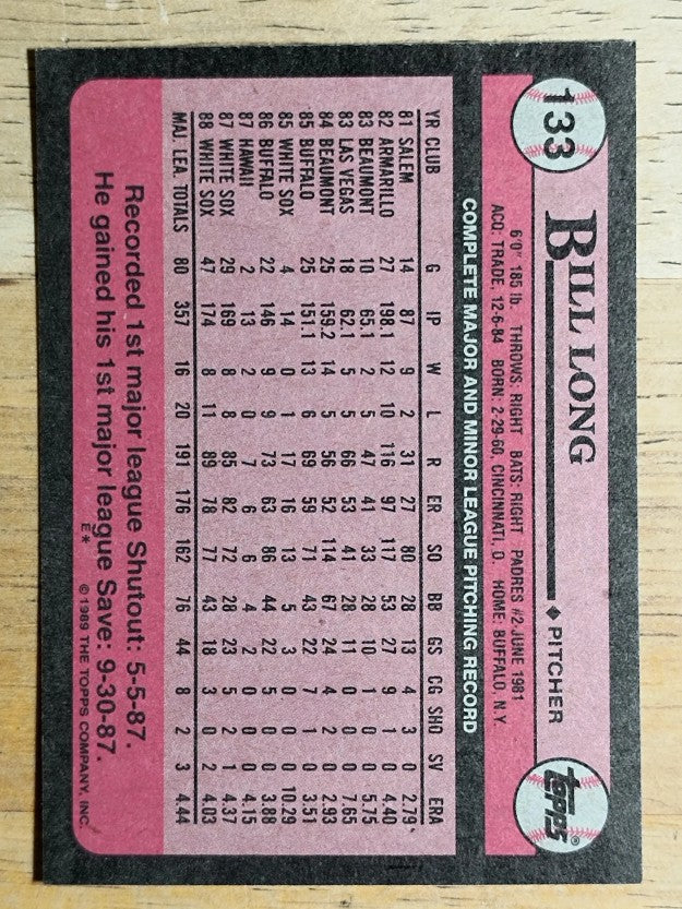 1989 Topps #133 Bill Long