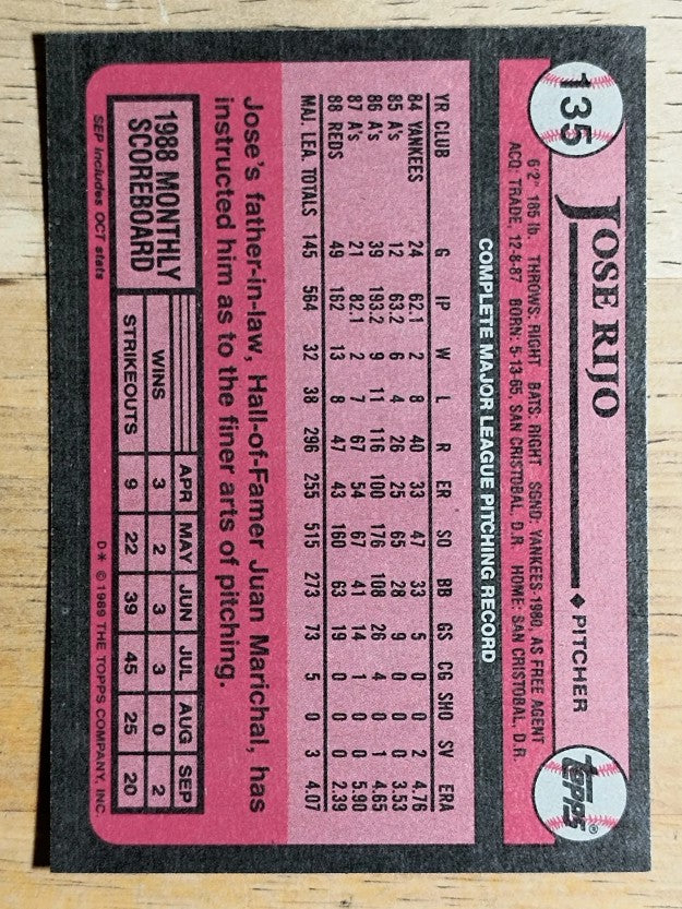 1989 Topps #135 Jose Rijo