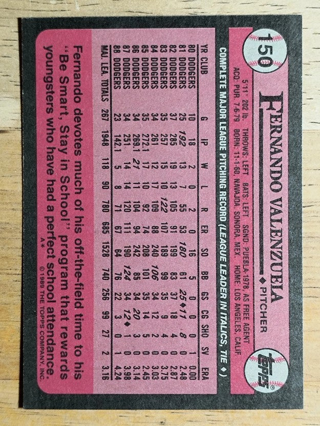 1989 Topps #150 Fernando Valenzuela