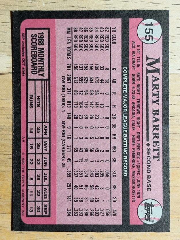 1989 Topps #155 Marty Barrett