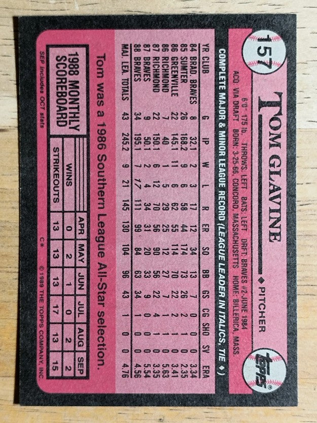 1989 Topps #157 Tom Glavine