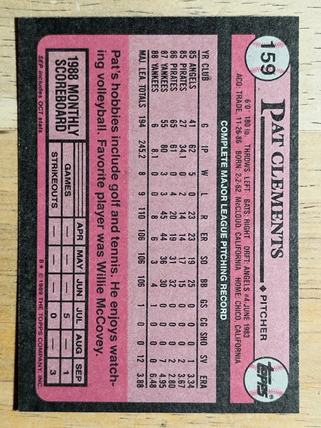 1989 Topps #159 Pat Clements
