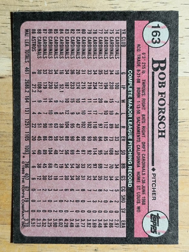 1989 Topps #163 Bob Forsch