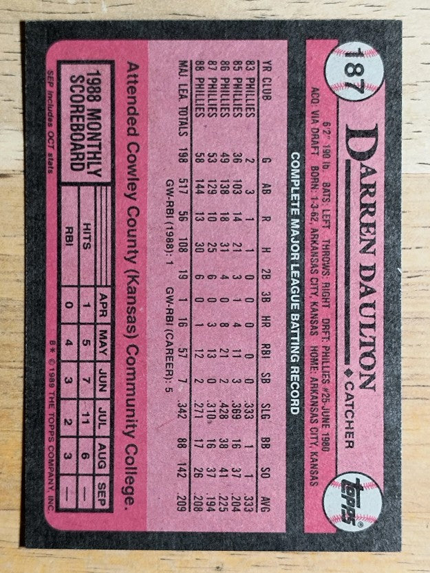 1989 Topps #187 Darren Daulton